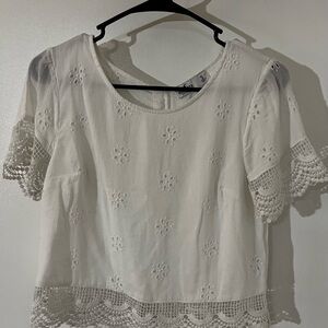 Hollister White Eyelet Lace Blouse